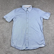Butter Cloth Shirt Mens Medium Tall Blue Button Up Short Sleeve Office Career