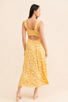 yellow lace dress maxi Stolen Stores SWAN SLIP LACE YELLOW MAXI DRESS
