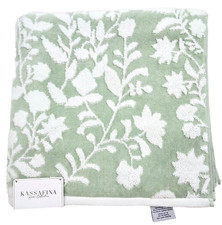 NEW KASSAFINA 100% COTTON WHITE,SAGE GREEN FLORAL SOFT PLUSH OEKO-TEX BATH TOWEL