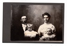 Antique Cabinet Card 1900s Family Portrait Mother Father Two Young Children