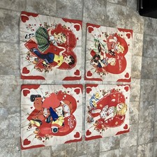 Valentine Throw Pillow Covers Set Of 4 Vintage Inspired, 17x17, Zipper Closure