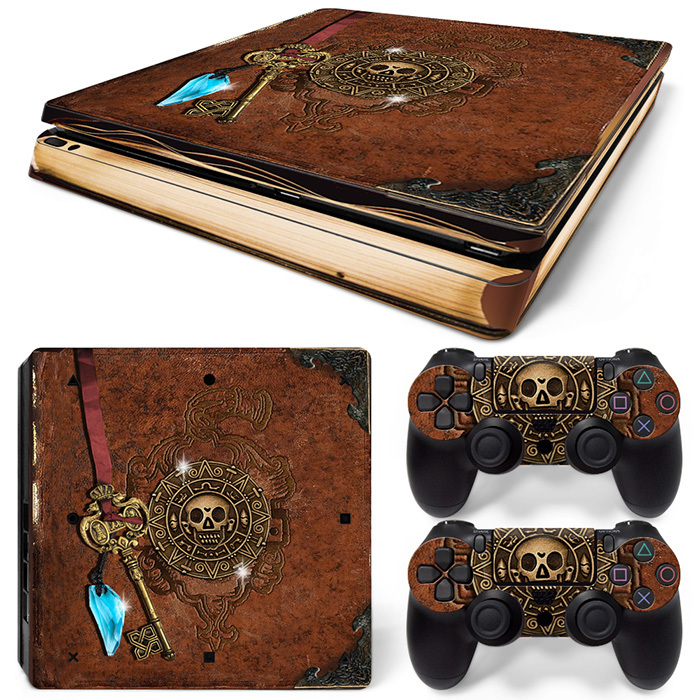 Ps4 Slim Playstation 4 Console Skin Decal Sticker Old Book Treasure Custom Set