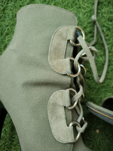 Giuseppe Zanotti 2010 Khaki Combat Sandals Heeled Ankle Boots Size 37 With Box - Picture 9 of 16