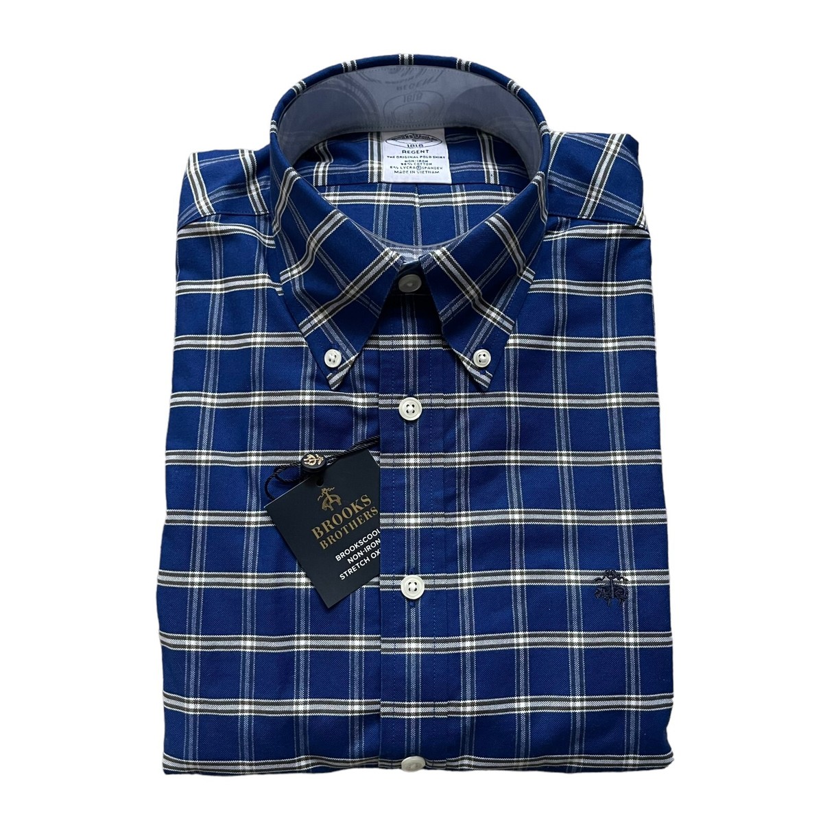 美品 Brooks Brothers REGENT FIT M チェックシャツ ノンアイロン スーピマコットンストレッチ ギンガムチェック