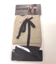 New Women's Knit W/ Band Beige / Brown BOOT CUFF Leg Warmer Topper USA Seller