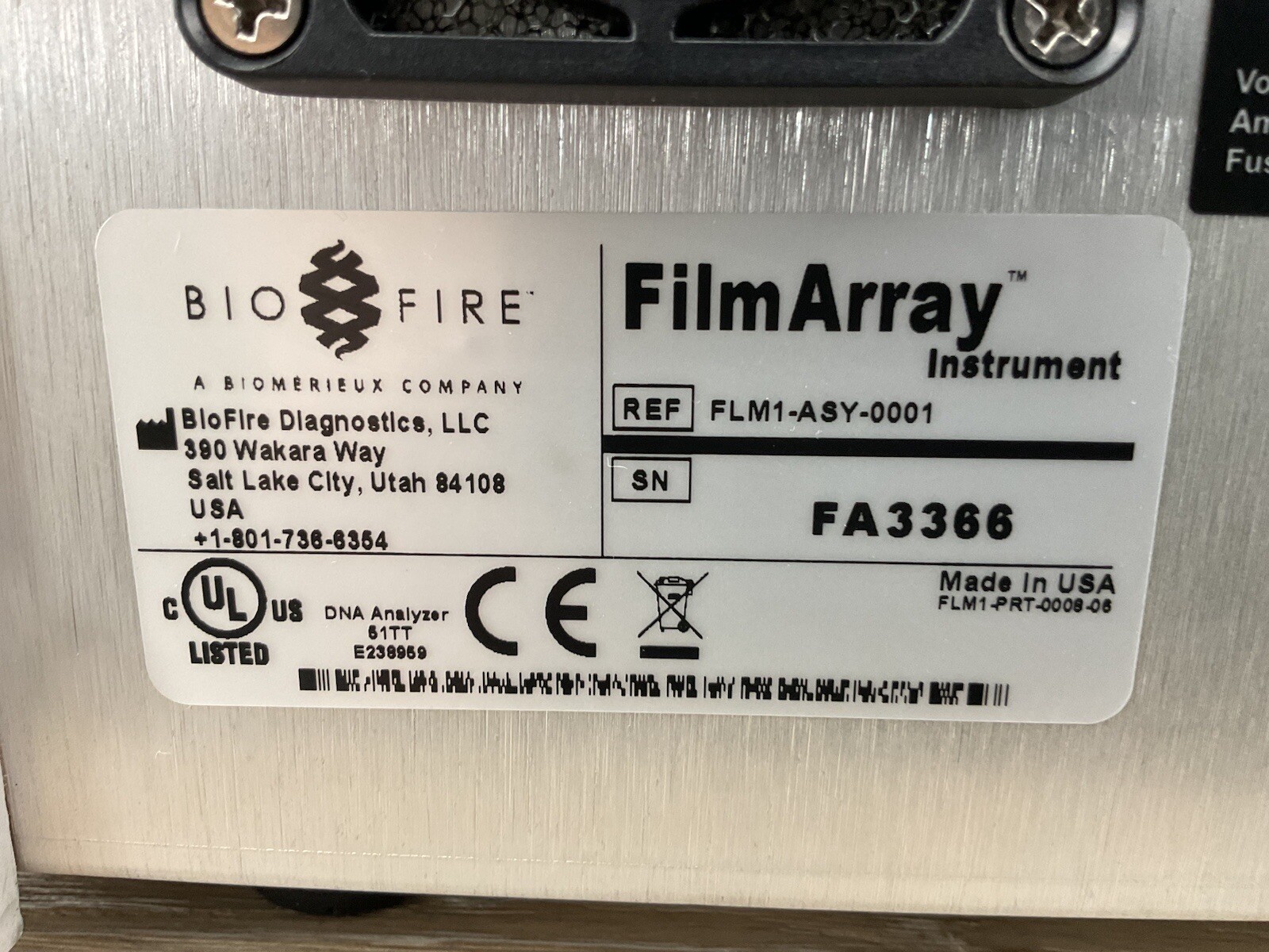 BioFire FilmArray FLM1-ASY-0001 PCR System Rapid Patient Molecular ...