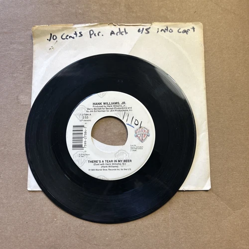 Hank Williams Jr There's A Tear In My Beer/You Brought Me Down To Earth 45