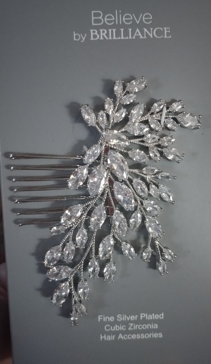 Fine silver plated cubic zirconia hair accessories Believe by Brilliance Silver-Plated Hair Coils with Star  main image 2