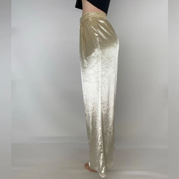 Pantalones CHRISTIAN LACROIX Champagne Terciopelo Pierna Ancha Crema tiro alto Foto 3 de 4