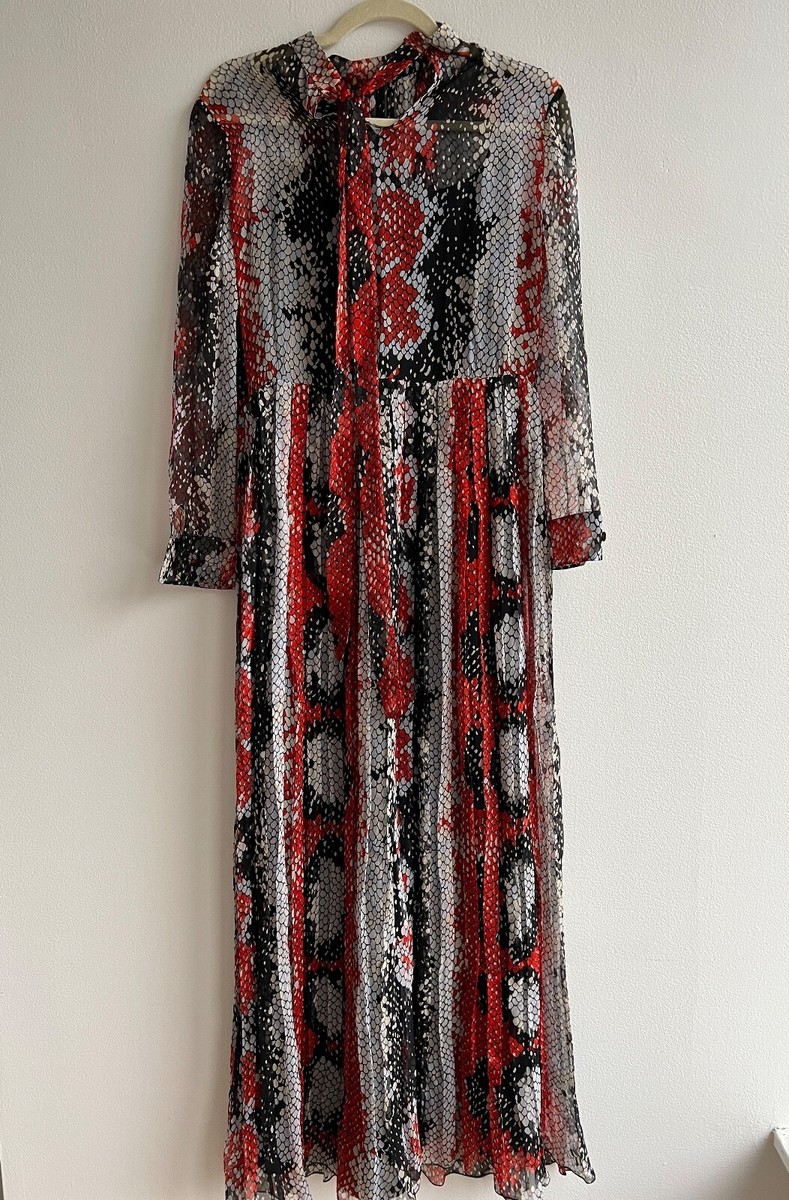 Prada Silk Chiffon Long Sleeve Long Dress sz 40