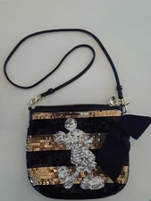 DISNEY SMALL SEQUIN MICKEY MOUSE PURSE BLACK AND GOLD