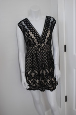 Free People Size 4 Lace Mini Dress Black EUC