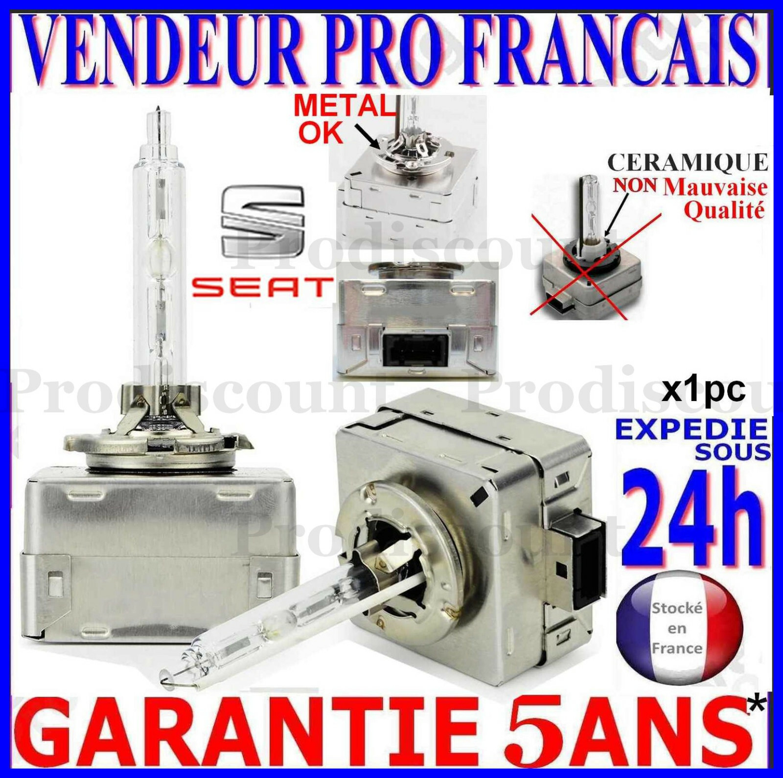 Ampoule D3S Xénon 35W feu de phare 12V pour Seat en 6000K