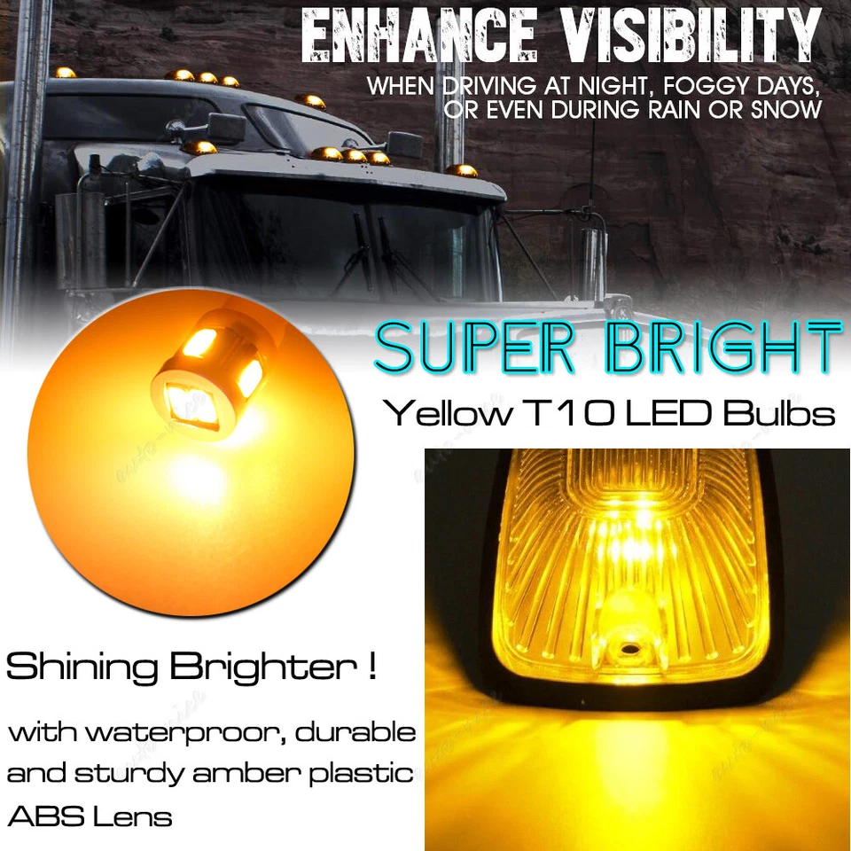 Kit de 5 luces de circulación de techo marcador cabina ámbar para Chevy GMC C1500 C2500 C3500 Foto 4 de 4