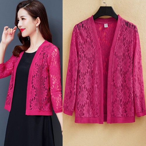 Lady Lace Cardigan Floral Hollow Out Shrug Wrap Cropped Cape Bolero Blouse Tops - Picture 5 of 19