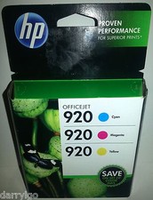 GENUINE HP 920 COLOR CYAN MAGENTA YELLOW COMBO PACK INK CARTRIDGES EXP. 01/2013