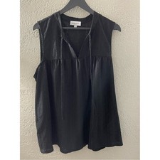 Gilli Women's Black Sleeveless Tie-Neck Boho Peasant Camisole 3X