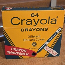 Vintage Box Of 63 Count Crayola Crayons Built In Sharpener Retired Colors Crafts