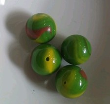 4 Uranium Glass Marbles 1930s 1950s,Photos Before/ After UV Light