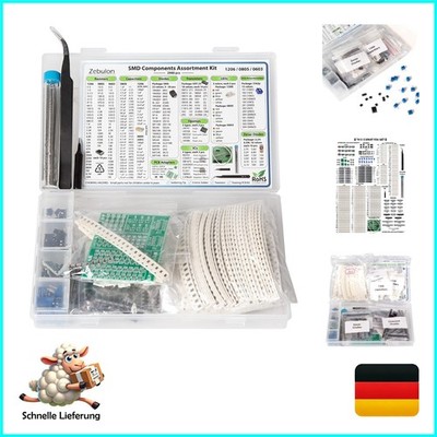 2900-teiliges SMD Bauteileset: Kondensatoren, LEDs, Transistoren, PCB-Adapter