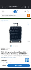 TUMI 19 Degree Continental Expandable 4-Wheel Carry-On, Navy