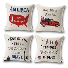  4th of July Decor Outdoor Pillow Covers 18x18 Land of The God Bless America
