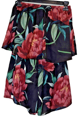 Show Me Your Mumu Thelma Romper Shorts Sleeveless Black Red Floral Size S Spring