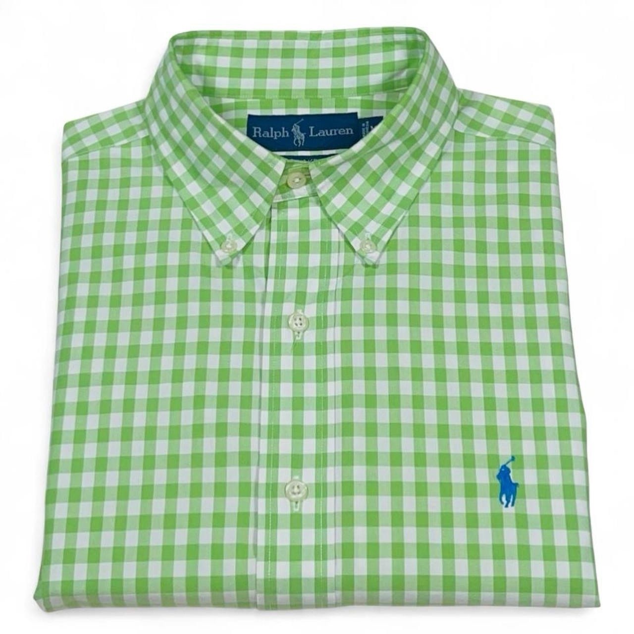 VTG Polo Ralph Lauren Green Gingham Button-Down Shirt Mens Sz M 90s Y2K Oversize