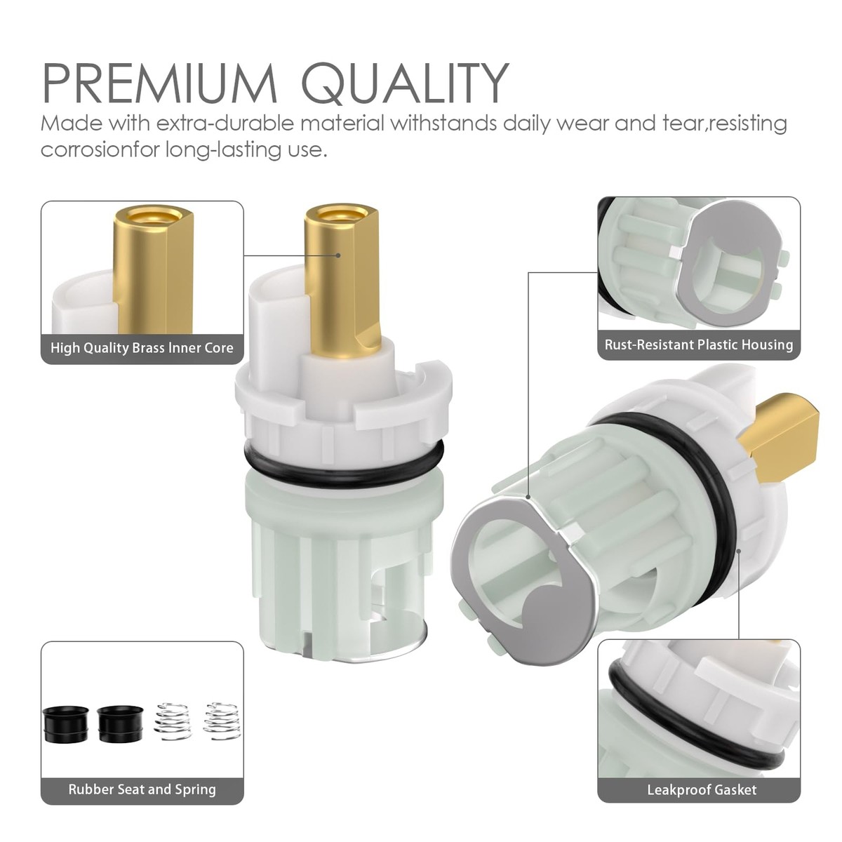 RP25513 Faucet Stem Replacement Kit For Delta Two-Handle Faucets – Includes Cartridge, Seats, Springs, Turn Stops (2-Pack)