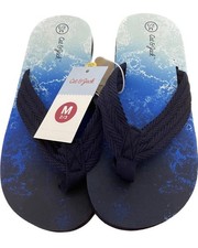 NEW Boys Cat  Jack Medium 2/3 Navy Blue Flip Flop Sandals Material Strap