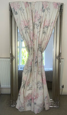 Laura Ashley Honeysuckle Trail Cyclamen Curtains Pair 88x82” Pink Grey Floral