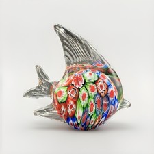 Murano Millefiori Fish Paperweight 4.5&rdquo;H x 4.75&rdquo; L