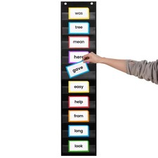 Essex Wares - 9" Wide x 44" Tall Pocket Chart, Black - Sturdy Pocket Chart fo...