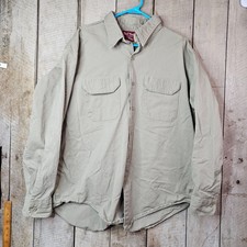 Tuf Nut Key Work Shirt Mens 18 1/2 35 USA Made Khaki Button Up Workwear