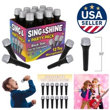 Durable 5.5 Inch Toy Microphones - 12 Count for Fun Pretend Play  Parties