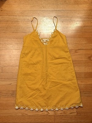 [TWENTYONE] Yellow Mini Dress w/ White Lace Trim & Pockets