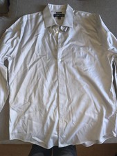 Pronto Uomo Shirt Mens 17.5 36/37 Tall White Non Iron Dress Long Sleeve Button