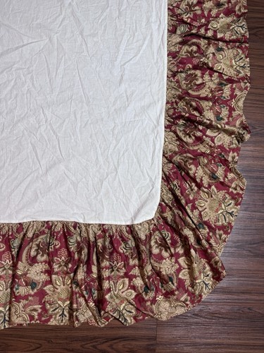 RALPH LAUREN JARDINIERE PAISLEY RED/GOLD/PINK/GREEN SATEEN Queen BEDSKIRT - Picture 4 of 17