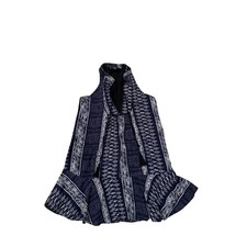 VICI Navy Blue White Geometric Print Halter Mini Dress Tassel Tie Small