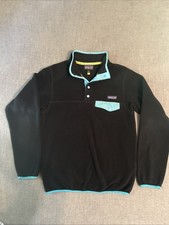 Patagonia Synchilla Snap T Pullover Sweater Women  s S Black Blue Trim Vintage 90