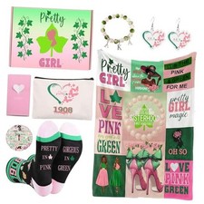 AKA Gifts for Women, 7pcs Gift Set for AKA Lovers, Pink and Green Throw