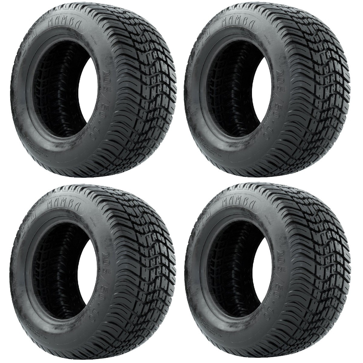 Set of 4 GTW Mamba Golf Cart Street Tires 205/50-10 (18" OD) Universal Fit