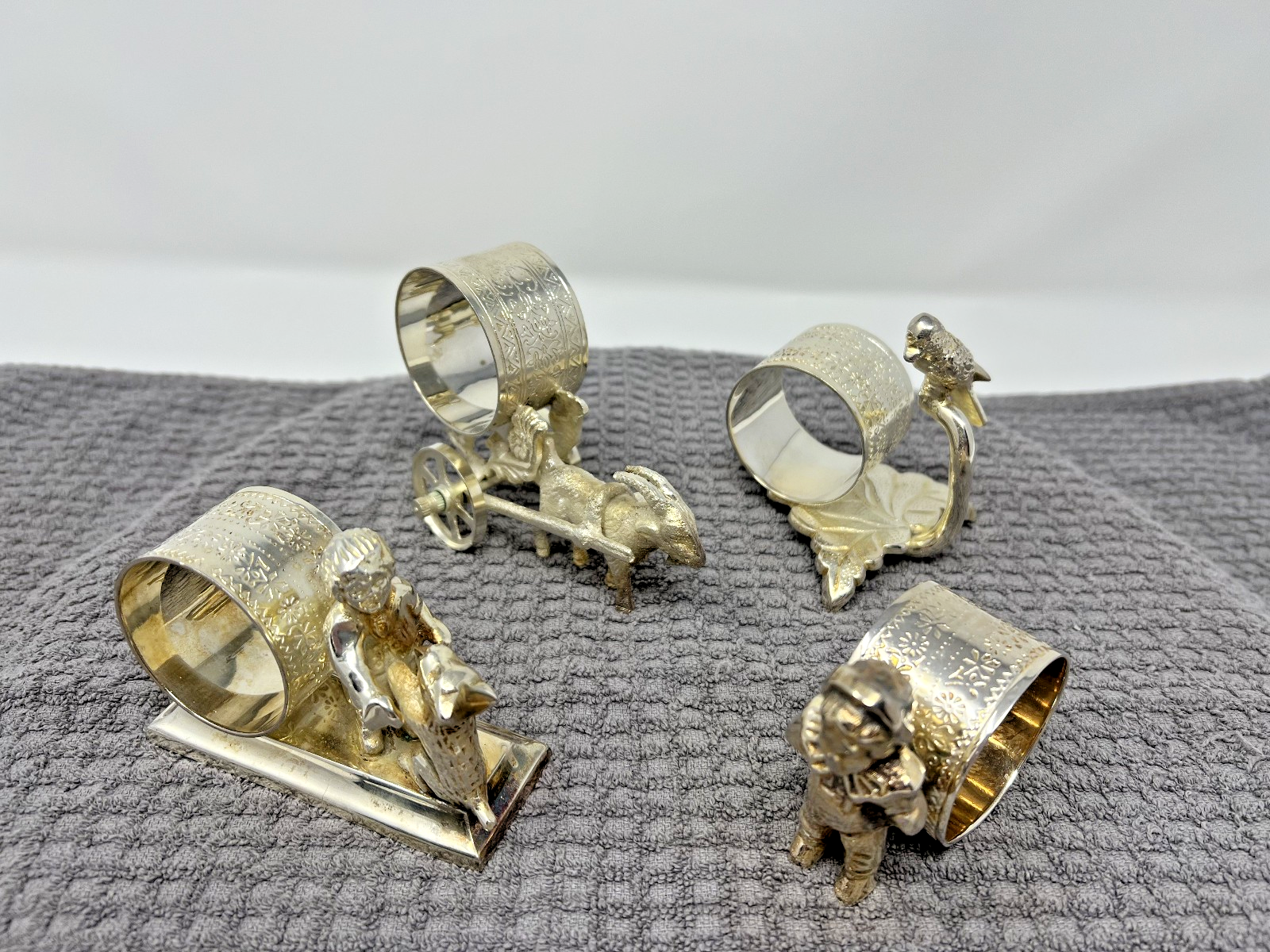 Napkin Rings Victorian Style Silver Plate Standing Figural Cherub - Set of 4