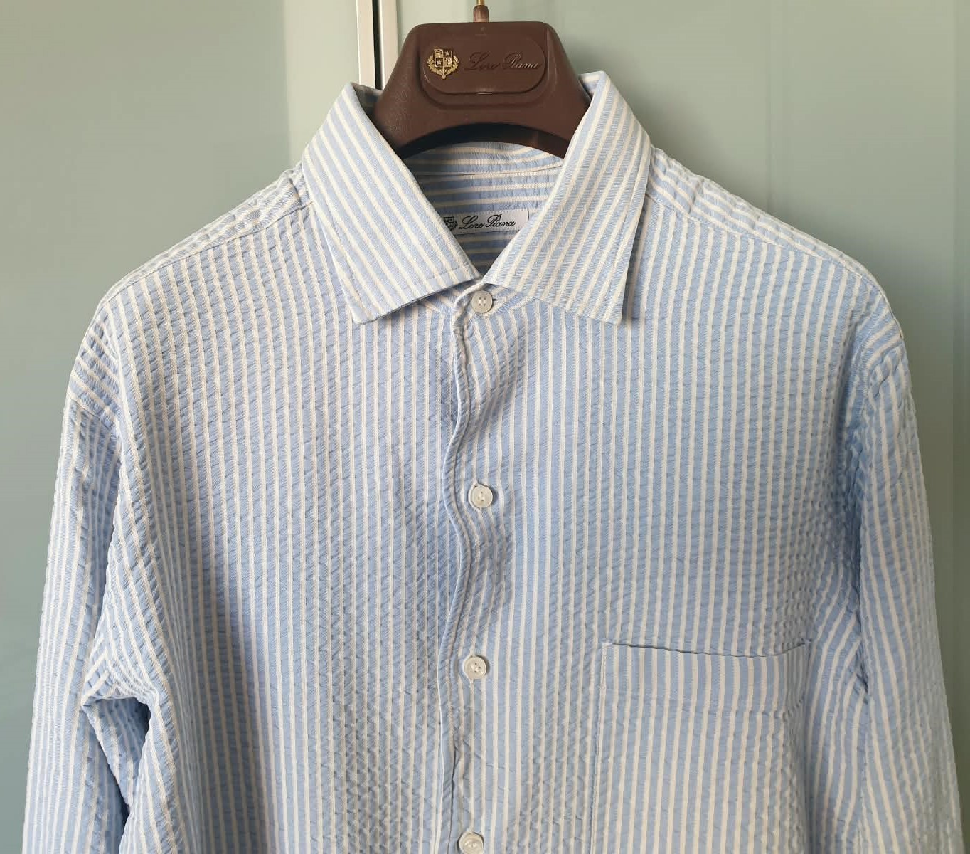 Loro Piana Camicia Donna ML Seta e Cotone Goffrata (seersucker) Collo André M