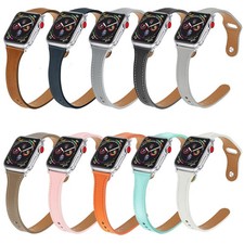 Slim Genuine Leather Band Strap for Apple Watch 9 8 7 6 SE Ultra 2 44/41/45/49mm