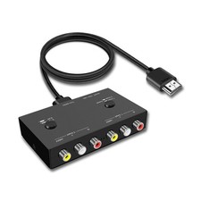 2 Port RCA AV to HDMI Converter Adapter For Wii N64 Xbox PS1 PS2 PS3 DVD Player