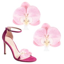 Flower Shoe Clips, 2 Pcs Decorative Shoe Clips Butterfly Orchid, Light Pink