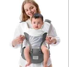 Baby Carrier with Hip Seat 6-in-1 Grey Adjustable New Ergonomic Comfort Support