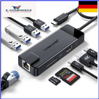 Lemorele USB-C Dockingstation | 10 in 1 mit 4K HDMI & Gigabit Ethernet