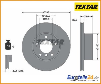 2 St. Bremsscheibe PRO+ TEXTAR 92075005 für BMW 5er